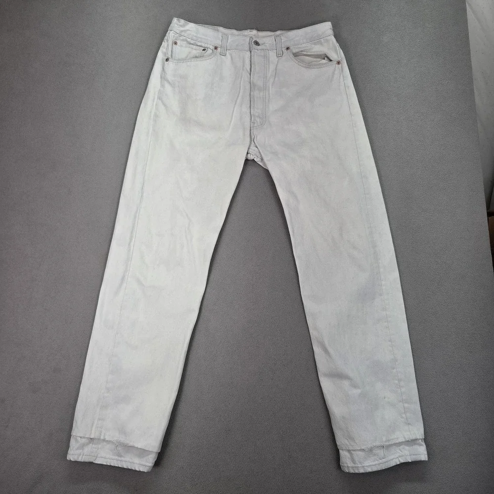 Vintage Levis 501 Jeans Mens White Made USA Button Denim 90s Fits 32x30